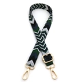 Tracolla regolabile in tessuto con motivo geometrico a V e ganci in metallo dorato - Chiusura in Argento / N. 6 Nero Verde