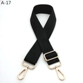 Adjustable black herringbone woven shoulder strap with gold metal lobster clasps - Silver Clasp / Black