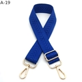 Detail of royal blue chevron woven strap with adjustable golden metal hardware - Silver Clasp / Sapphire Blue