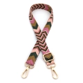 Adjustable woven arrow pattern shoulder strap with golden metal swivel hooks - No.2 Pink Green