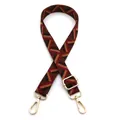 Detail of adjustable geometric strap with wine red patterns and gold metal lobster clasps - Style 3 Burgundy Light Coffee (Silver Buckle)