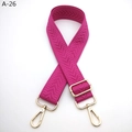 Detail of magenta patterned replacement bag strap with golden metal buckles and V-wave texture - Silver Clasp / Rose Red