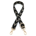 Tracolla regolabile con motivo a spina di pesce bianco e nero e ganci in metallo dorato - Chiusura in Argento / Nero Beige