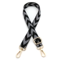 Tracolla regolabile bicolore a spina di pesce con moschettoni in metallo dorato - Chiusura in Argento / Nero & Bianco
