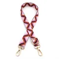 Adjustable colorful geometric wave woven bag strap with golden lobster clasps, Style 08 - Style 8 Brown Pink White (Silver Buckle)