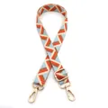 Detail of adjustable geometric strap in light blue and orange with gold metal swivel hooks - Style 10 Light Blue Beige Orange (Silver Buckle)