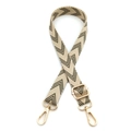 Detail of adjustable brown and beige chevron pattern strap with gold lobster clasps - Beige and Army Green