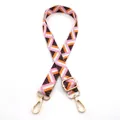 Close-up of pink and orange geometric zigzag strap with gold adjustable metal hardware - Style 15 Pink White Orange Coffee (Silver Buckle)