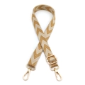 Adjustable beige woven shoulder strap with gold metal hooks for cross-body bags - Beige Light Brown