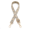 Adjustable beige and grey herringbone strap with high-quality gold metal swivel hooks - Beige Grey