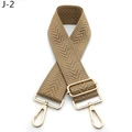 Detail of adjustable khaki herringbone woven bag strap with golden metal lobster clasps - Khaki