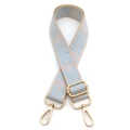 Adjustable wide replacement shoulder strap with blue floral jacquard weave and gold hooks - No.5 Light Blue Pink Floral