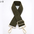 Macro view of army green wide strap with chevron pattern and gold metal buckles - Army Green