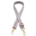 Bandoulière réglable tissée motif géométrique gris rose et fermoirs mousquetons dorés - Fermoir en Argent / N°1 Gris Rose