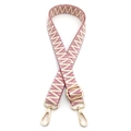 Adjustable burgundy and beige woven shoulder strap with geometric patterns and gold clips - Silver Clasp / No.1 Deep Pink Large V-Pattern