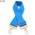 Detail view of bright blue chevron woven shoulder strap with gold metal lobster clasps - Sky Blue