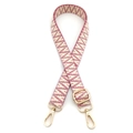 Close-up of geometric woven bag strap with golden metal lobster clasps and buckle - Silver Clasp / No.1 Deep Pink Small V-Pattern