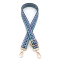 Adjustable colorful geometric woven strap for shoulder bags with gold metal lobster clasps - Silver Clasp / No.2 Lake Blue Large V-Pattern