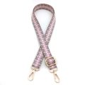 Tracolla intrecciata colorata regolabile con motivo geometrico rosa e ganci dorati - No.3 Rosa Grigio Piccolo Motivo V