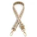 Close-up of geometric woven replacement strap with premium gold metal swivel hooks - Style 11 Dark Khaki