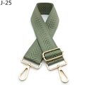 Detailed view of army green chevron woven strap with golden swivel snap hooks - Matcha Green