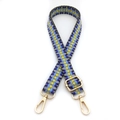 Dettaglio della tracolla intrecciata regolabile con motivo blu e giallo e ganci dorati - No.8 Blu Giallo Piccolo Motivo V