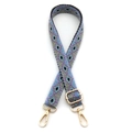 Bandoulière bohème ajustable avec motif tissé géométrique et mousquetons dorés en métal - No. 15 Bleu Lac