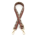 Dettaglio tracolla per borsa da 2,5 cm con motivo jacquard e ganci a moschettone in oro lucido - Chiusura in Argento / N. 11 Arancione Beige