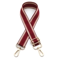 Detail of adjustable strap featuring red and beige chevron pattern with gold metal clasps - Wine Red (No. 11)