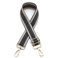 Adjustable wide woven shoulder strap with black and beige chevron pattern and gold hooks - Dark Gray (No. 4)