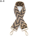 Detail of beige and navy chevron pattern wide strap with polished gold-tone metal clips - Khaki Blue (A-4)