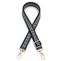 Close-up of adjustable chevron woven strap with golden lobster clasps for handbags - Black Dark Grey