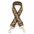 Detail of yellow and white jacquard shoulder strap with gold metal lobster clasps - Style 9 Black Yellow