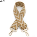 Close-up of adjustable woven bag strap with golden buckles and chevron pattern - Beige Light Brown (A-9)