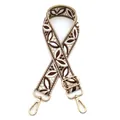 Detail of bohemian leaf pattern woven strap with premium gold metal swivel hooks - Style 10 Beige Light Coffee