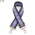 Detailed view of purple geometric jacquard bag strap with gold metal hooks and buckle - Black Purple (S-16)