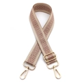 Detail of adjustable woven chevron shoulder strap with premium gold metal swivel hooks - Silver Clasp / No.1 Flesh Pink