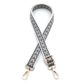 Adjustable ethnic jacquard bag strap with arrow pattern and gold metal hooks - White & Light Blue