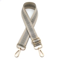 Detail of silver chevron woven strap with golden swivel clasps and adjustable buckle - Silver Clasp / Gray (No. 10)