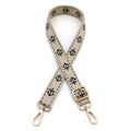 Ethnic style adjustable wide shoulder bag strap with navy anchor pattern and gold hardware - No. 4 Beige Blue