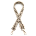 Detailansicht beige Jacquard Taschengurt mit Pfeilmuster und Gold-Metallschnallen - Silberverschluss / Beige Khaki