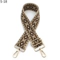 Detailed macro view of geometric jacquard bag strap with gold metal lobster hooks - Beige Coffee (S-18)