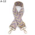 Detail of purple and beige chevron woven bag strap with adjustable light gold buckle - Beige Purple (A-13)