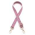 Verstellbarer 2,5 cm Taschenriemen mit rosa-grauem Zickzackmuster und goldener Metallschnalle - Silberverschluss / Weiß Rosenrosa