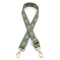 Tracolla per borsa stile etnico verde militare con motivo ancora bianca e fibbie dorate - Chiusura in Argento / N. 1 Verde Matcha