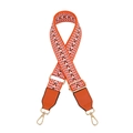 Detail of adjustable orange woven shoulder strap with gold metal lobster clasps - Silver Clasp / Orange No. 4