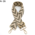Detail of green chevron wide bag strap with durable gold metal spring hooks - Beige Army Green (A-16)