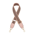 Close-up of adjustable woven shoulder strap with pink leather ends and gold metal hooks - Silver Clasp / No.2 Pink