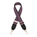 Close-up of adjustable woven shoulder strap with gold alloy hooks and black leather ends - No.1 Blue Purple With Black Leather