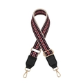 Adjustable woven purse strap with red blue ethnic pattern and gold metal hooks - No.12 Blue Red With Black Leather